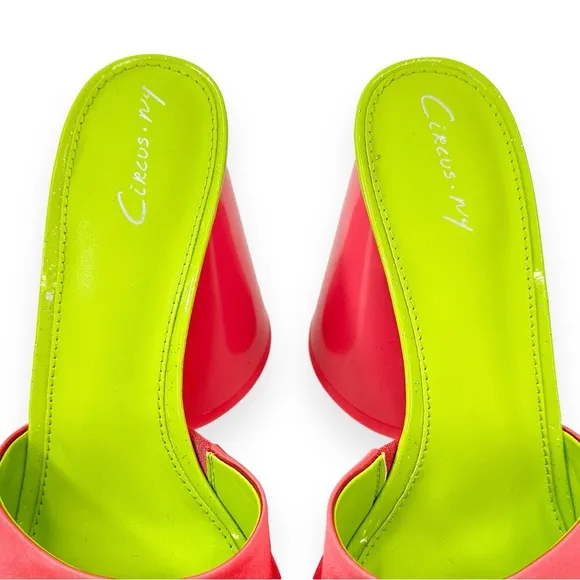 Circus NY by Sam Edelman Haynes Cone Heel Pink &amp; Green Chunky Dress Sandals 7.5