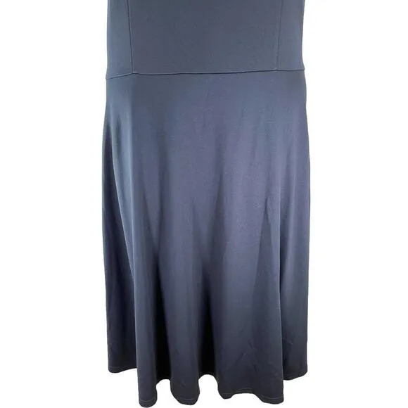 City Chic Aubree Frill Shoulder Fit &amp; Flare Dress Navy Womens Plus Size 16 NWT