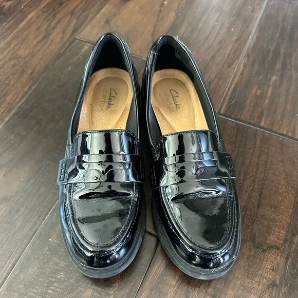 Clarks Black Penny Loafers
