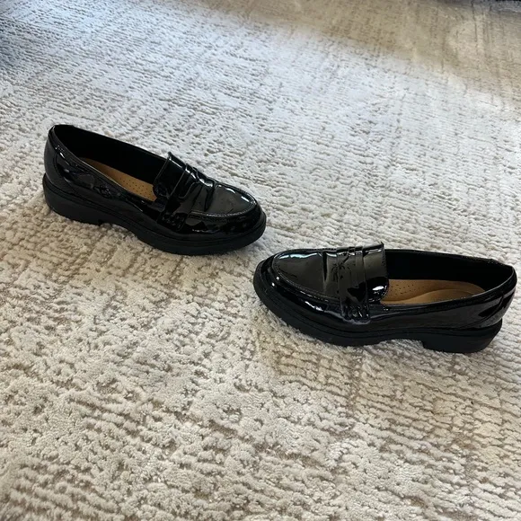 Clarks Black Penny Loafers