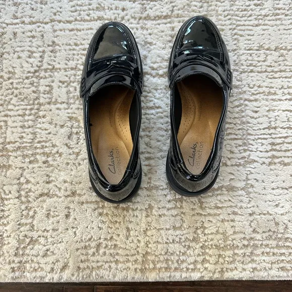 Clarks Black Penny Loafers