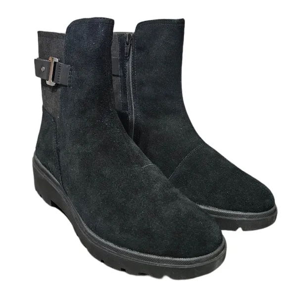Clarks Calla Mid Black Suede Boots NIB