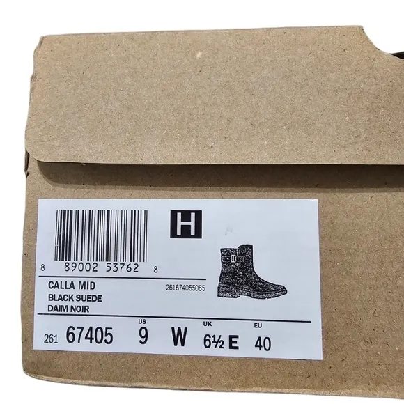 Clarks Calla Mid Black Suede Boots NIB