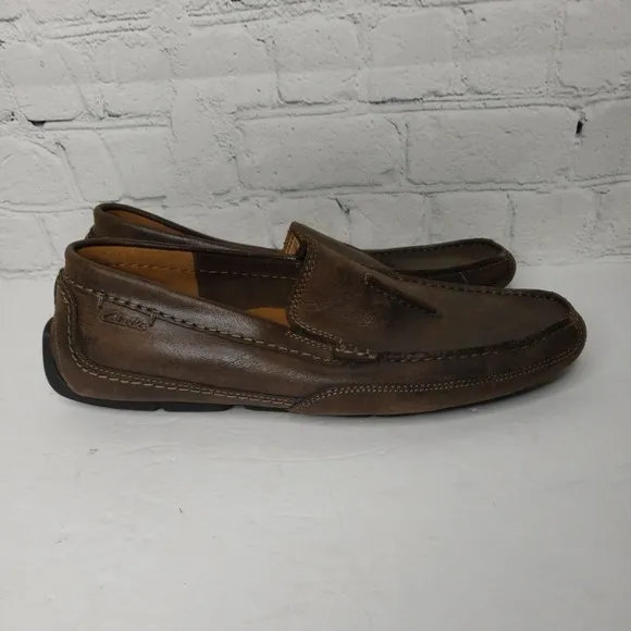 Clarks Collection Men's‎ Driving Loafers Shoes Size 7.5 Leather Brown