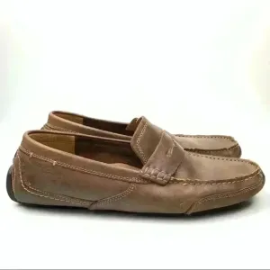 Clarks collection penny loafers size 9 42 brown leather slip on comfort drivers