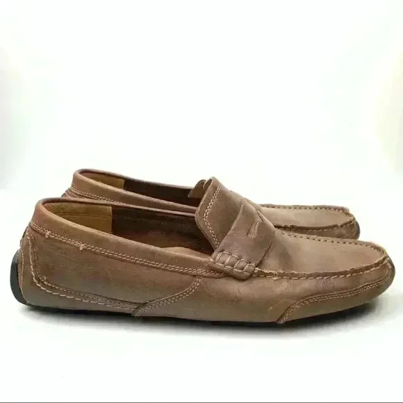Clarks collection penny loafers size 9 42 brown leather slip on comfort drivers
