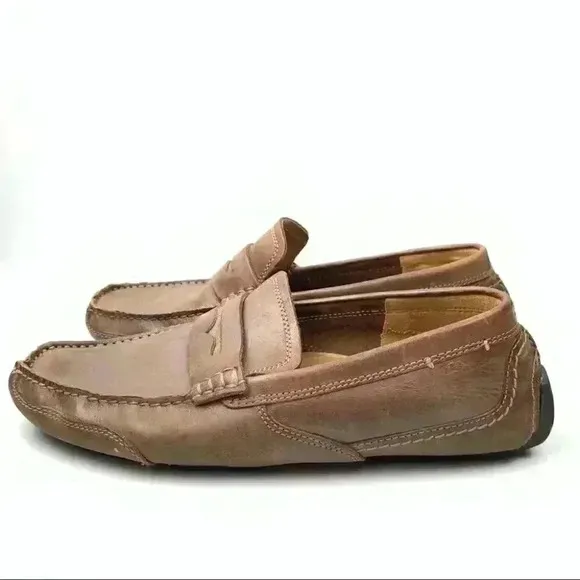 Clarks collection penny loafers size 9 42 brown leather slip on comfort drivers