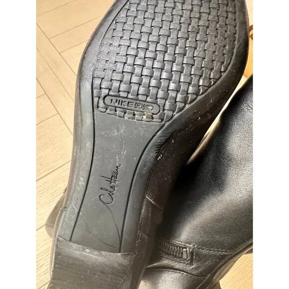Clark’s ladies back leather 2” heeled boots w/ zipper &amp; buckle Sz 7. Mid‎ calf.
