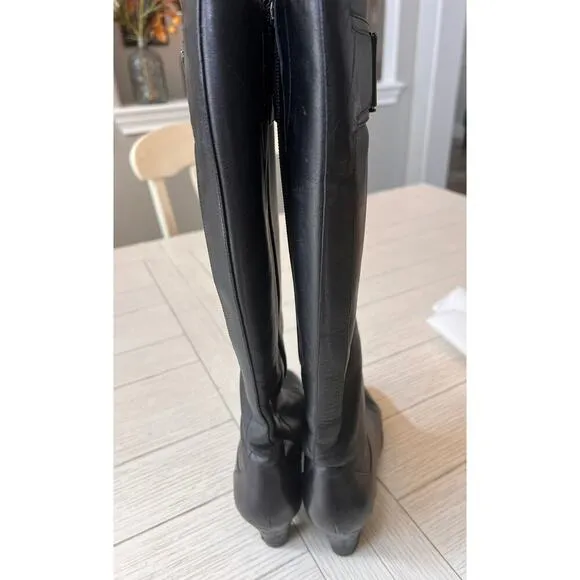 Clark’s ladies back leather 2” heeled boots w/ zipper &amp; buckle Sz 7. Mid‎ calf.