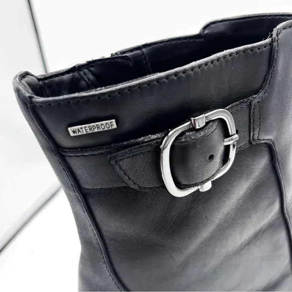 Clarks Linnae Buckle Leather Calf Height Boots