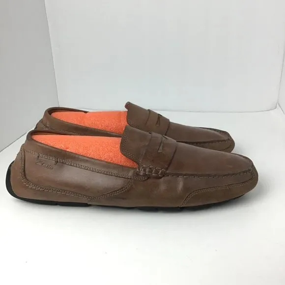 Clarks Men's Leather Penny Loafers Brown Size 13