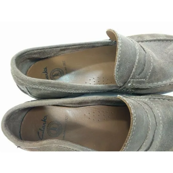 Clarks Nielsen Brown Nubuck Leather Penny 9.5 M