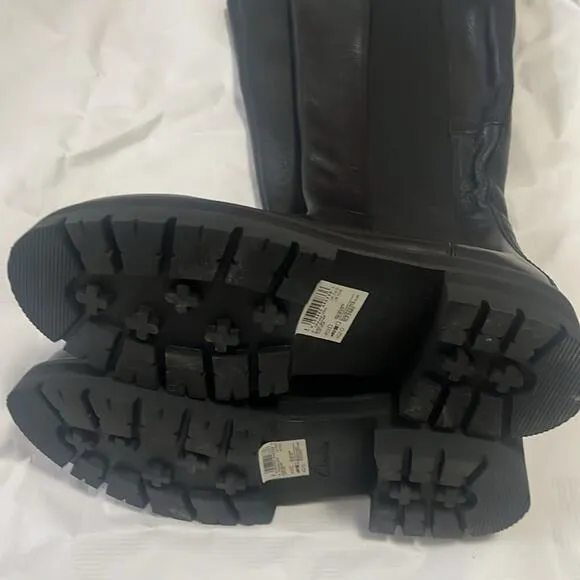 CLARKS ORIANNA HI2 LONG CHUNKY BLACK LEATHER NEOT BOOTS SIZE 10M‎