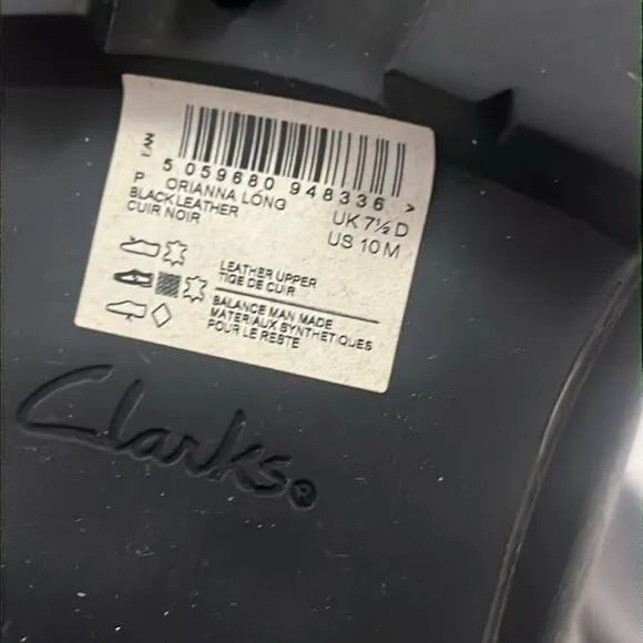 CLARKS ORIANNA HI2 LONG CHUNKY BLACK LEATHER NEOT BOOTS SIZE 10M‎