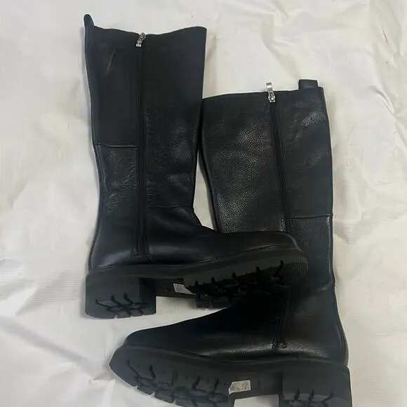 CLARKS ORIANNA HI2 LONG CHUNKY BLACK LEATHER NEOT BOOTS SIZE 10M‎