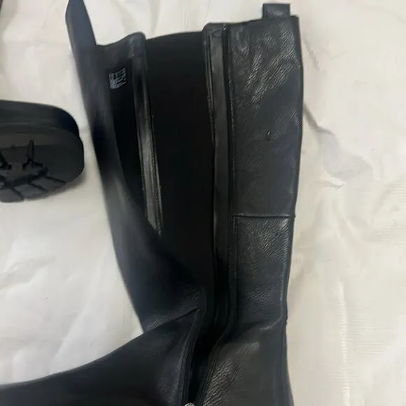 CLARKS ORIANNA HI2 LONG CHUNKY BLACK LEATHER NEOT BOOTS SIZE 10M‎