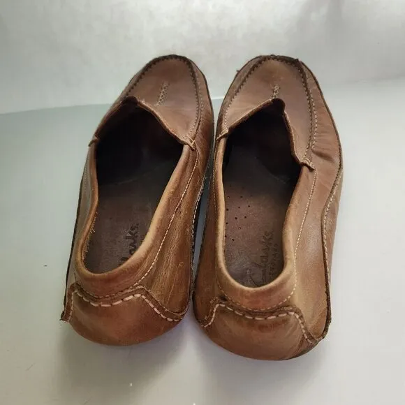 Clarks Tan Leather Comfort Loafers Size 12M
