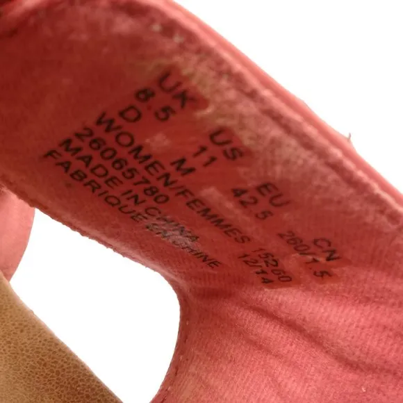 Clarks Women's Lexi Open Toe Sling Back Coral Leather Sandals Size 11M