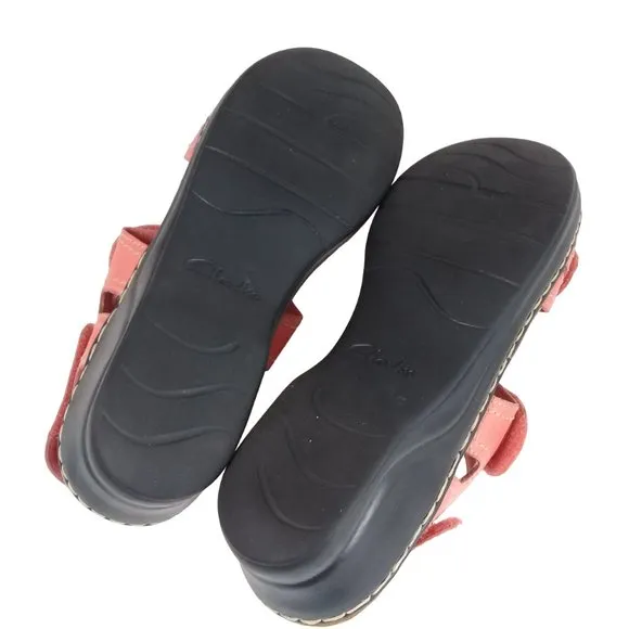 Clarks Women's Lexi Open Toe Sling Back Coral Leather Sandals Size 11M