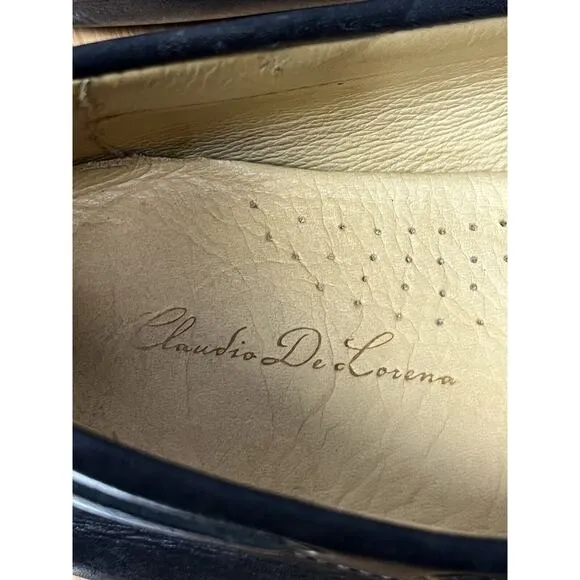 Claudio De Lorena Men's Black Driving Mocassins Designer Loafers Size 11.5