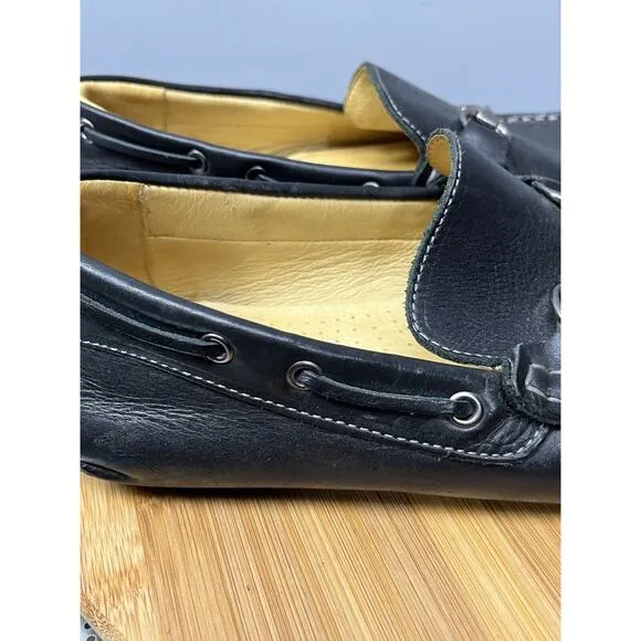 Claudio De Lorena Men's Black Driving Mocassins Designer Loafers Size 11.5