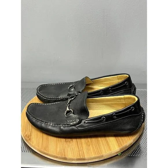 Claudio De Lorena Men's Black Driving Mocassins Designer Loafers Size 11.5