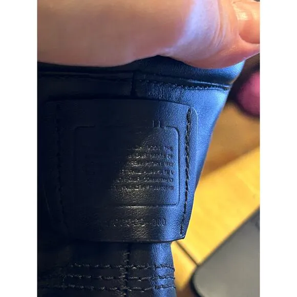 Coach Biker Combat Goth Mid Black Leather Calf Round Toe Lace up Combat Boots