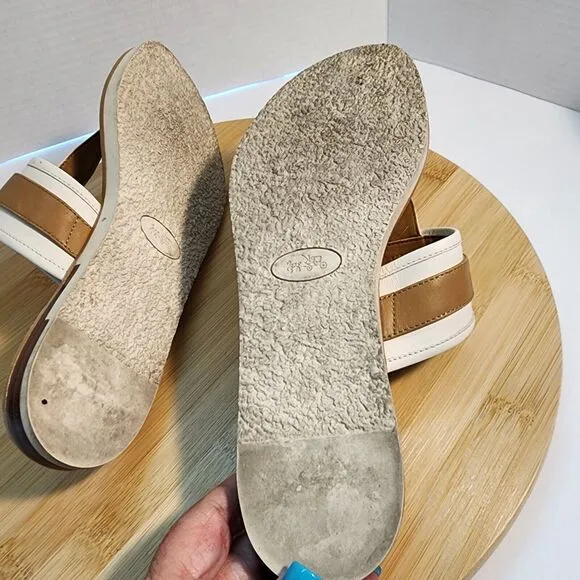COACH Eileen Turnlock Slide Sandals Flip Flops Chalk Nude Sz 7.5 in open box