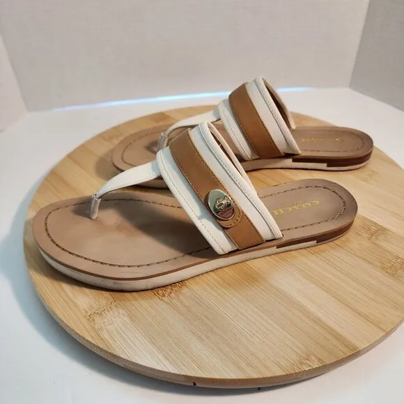 COACH Eileen Turnlock Slide Sandals Flip Flops Chalk Nude Sz 7.5 in open box