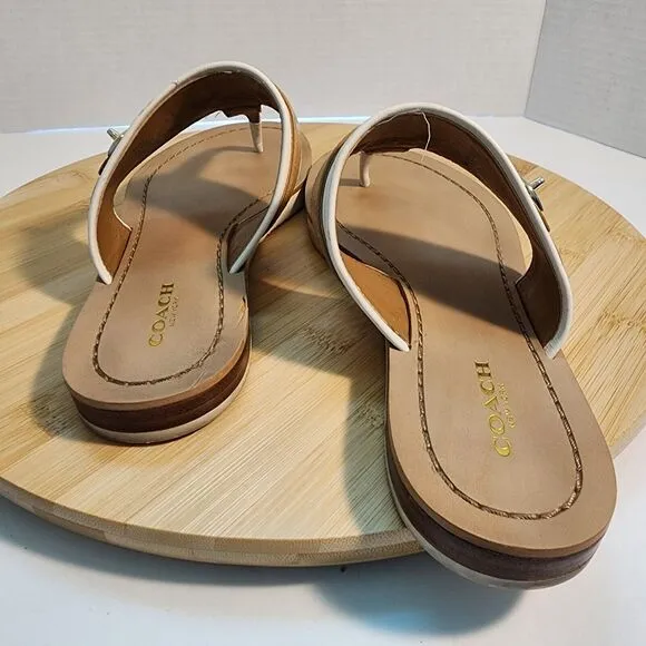 COACH Eileen Turnlock Slide Sandals Flip Flops Chalk Nude Sz 7.5 in open box