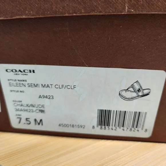 COACH Eileen Turnlock Slide Sandals Flip Flops Chalk Nude Sz 7.5 in open box