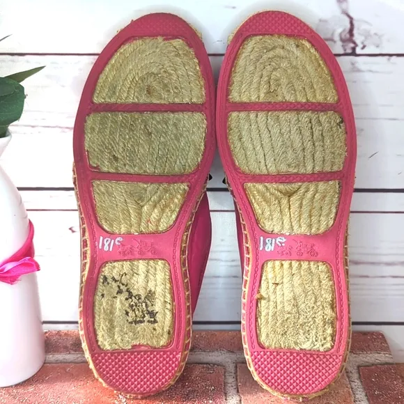 Coach Espadrilles Women's 7 Pink Nappa Leather Rain Floral Rivets Boho Casual