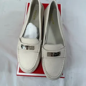 Coach Fredrick Nubuck leather slip on loafers bone, driving moccasins