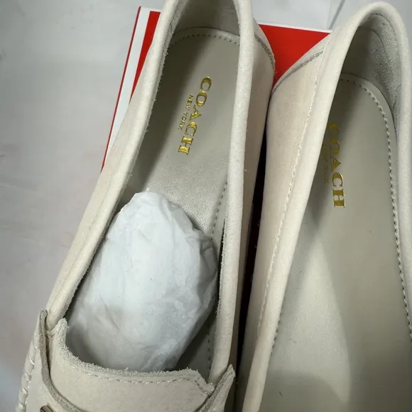 Coach Fredrick Nubuck leather slip on loafers bone, driving moccasins