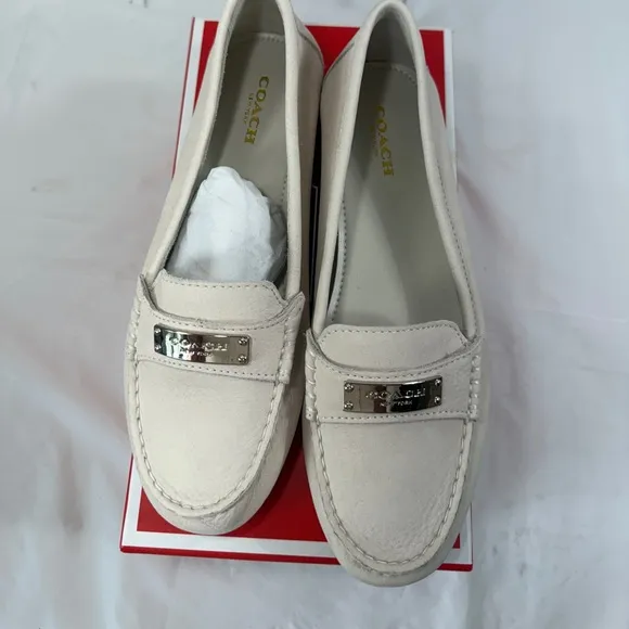 Coach Fredrick Nubuck leather slip on loafers bone, driving moccasins