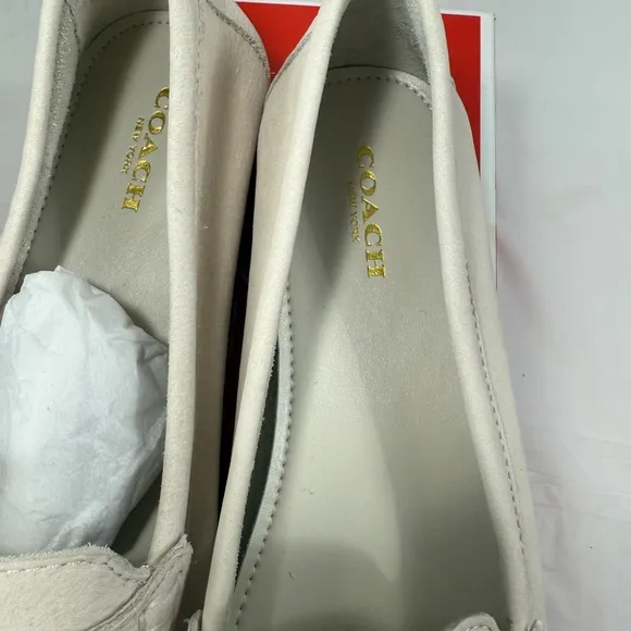 Coach Fredrick Nubuck leather slip on loafers bone, driving moccasins