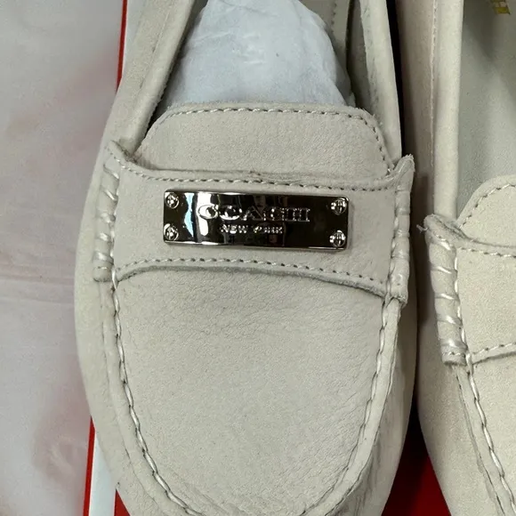 Coach Fredrick Nubuck leather slip on loafers bone, driving moccasins