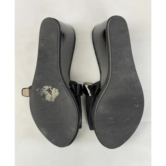 Coach Geri Platform Wedge Slide Sandals Heels Womens 8 Black Open Toe