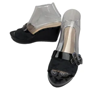 Coach Geri Platform Wedge Slide Sandals Heels Womens 8 Black Open Toe