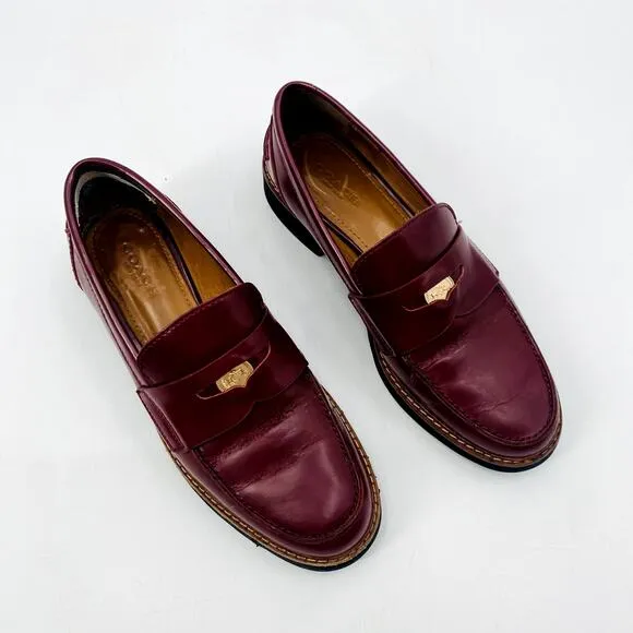 Coach Indie Box Maroon Penny Loafers