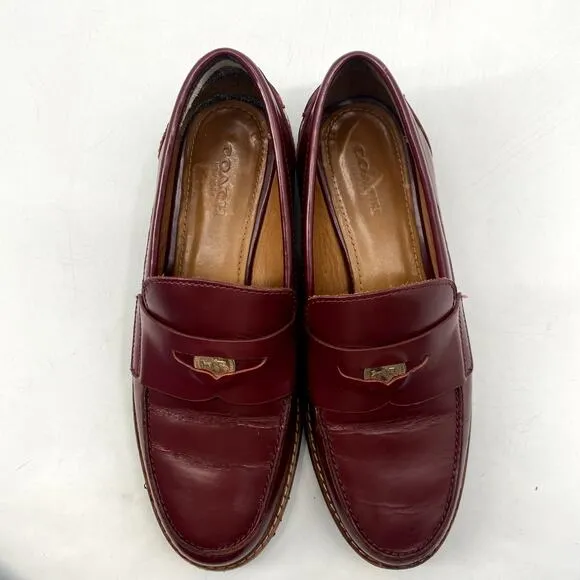 Coach Indie Box Maroon Penny Loafers