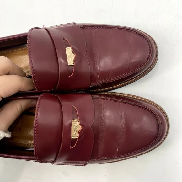 Coach Indie Box Maroon Penny Loafers