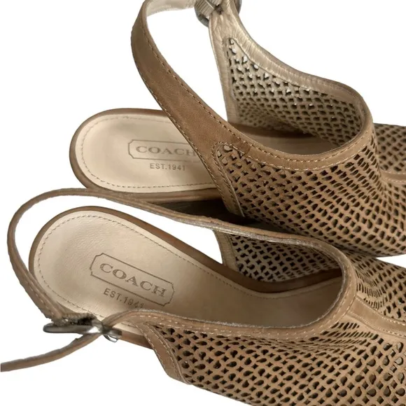 Coach Jaklyn Perforated Wedge Cage Sandals