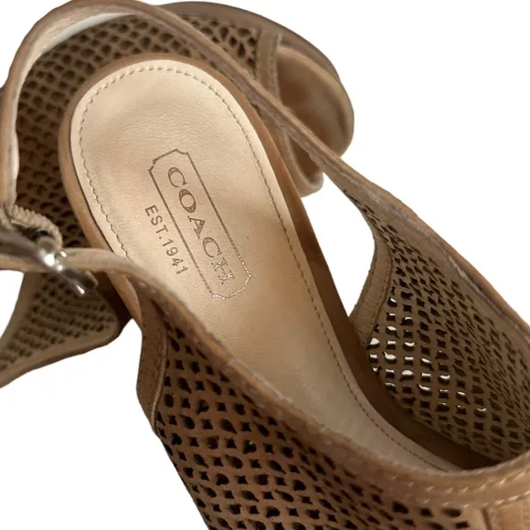 Coach Jaklyn Perforated Wedge Cage Sandals