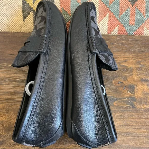 COACH Jarad Black Jacquard And Leather  Driving Loafers Mens  US10