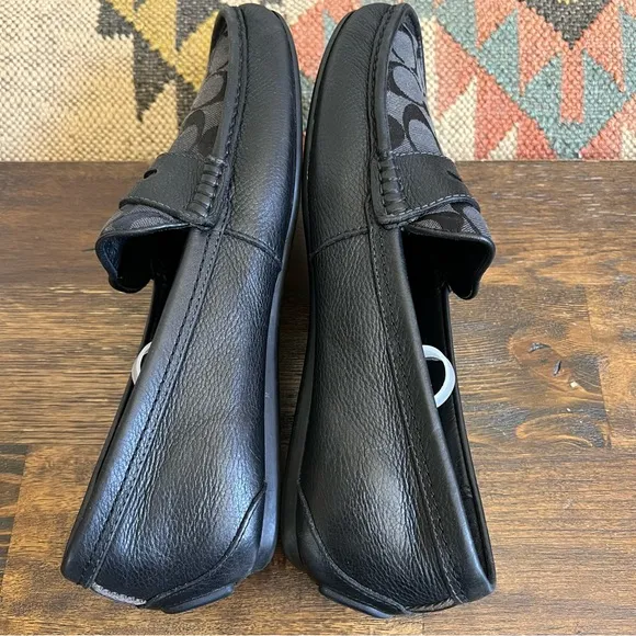COACH Jarad Black Jacquard And Leather  Driving Loafers Mens  US10