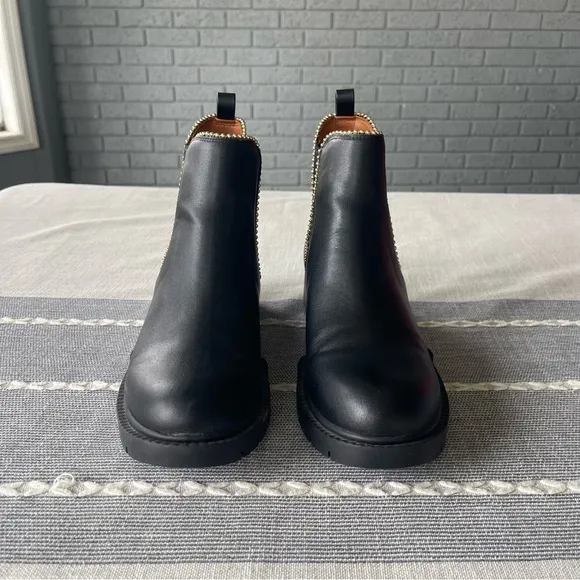 Coach Levy Bootie Studded Chelsea Boots Size 10 Black Leather Chunky