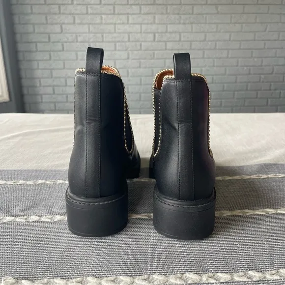 Coach Levy Bootie Studded Chelsea Boots Size 10 Black Leather Chunky