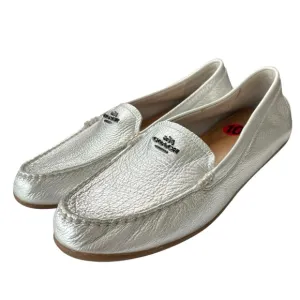 Coach Marley Driving Loafers Silver Leather Womens Shoe Size 10 Moccasin