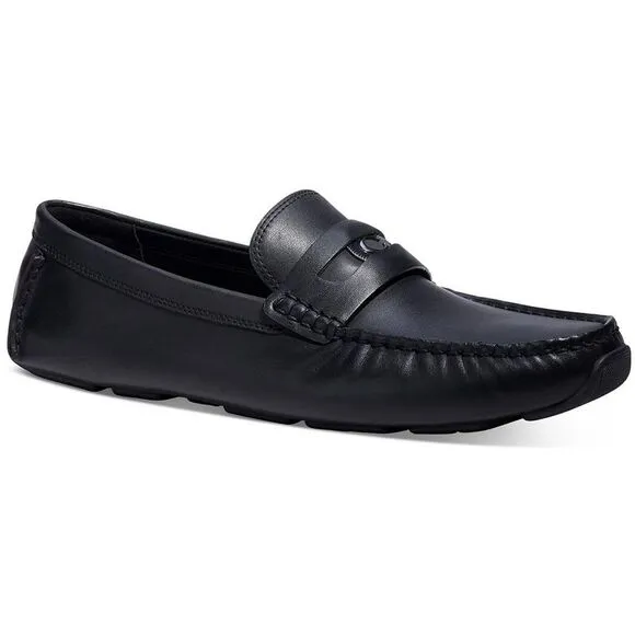 Coach Mens C8897 Black Leather Driving Slip On Loafers New